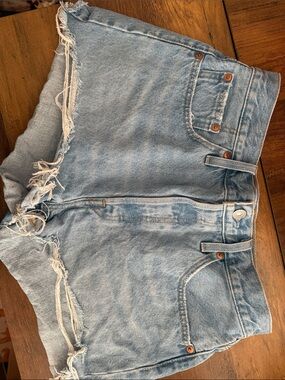 Levi's Light Blue Distressed Denim Shorts